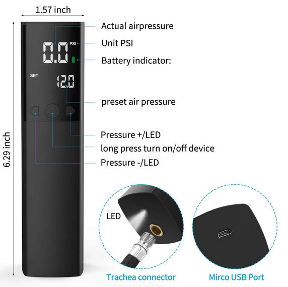 Smart Air Pump Portable Fast Ball Inflation with Digital LCD Display